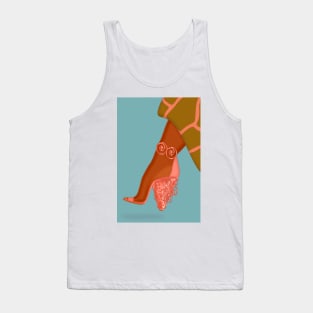 Metallic spiral high-heel shoe - Blue background Tank Top